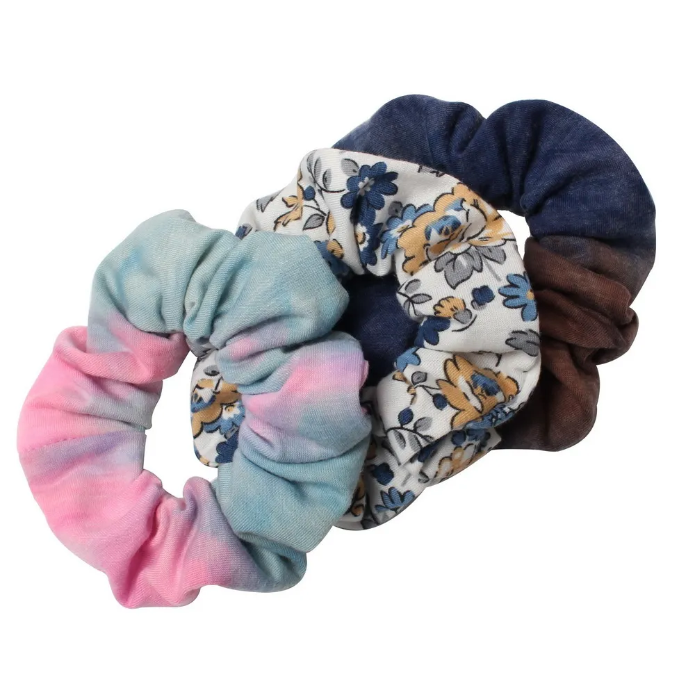 best headbands for women 3pcs Tie Dyed Scrunchie Pack Hair Accessories For Women Girls Headbands Elastic Rubber  Hair Tie Hair Rope Ring Ponytail Hold long hair clips