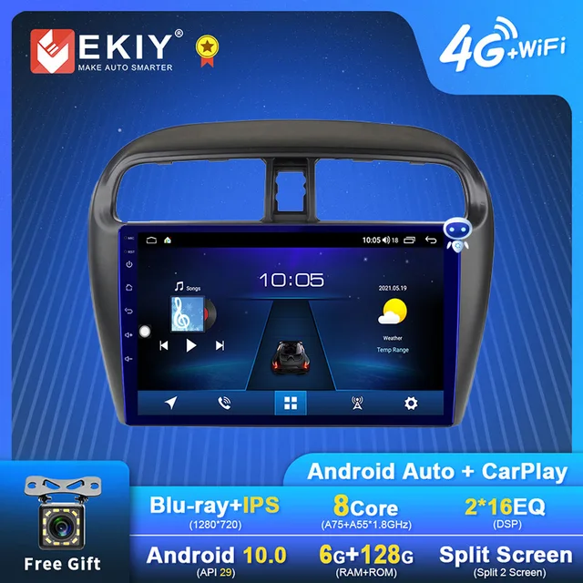 EKIY 1280*720 DSP אנדרואיד 10 רכב רדיו עבור מיצובישי מיראז 2012 2018 סטריאו מולטימדיה נגן GPS ניווט carplay 2din DVD