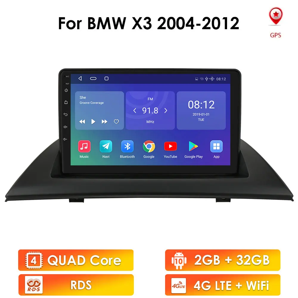 Автомагнитола на Android 10 для BMW X3 E83 2004-2012 мультимедийный видеоплеер навигация 2 ГБ +