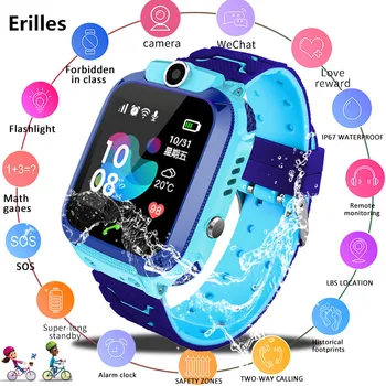 

2019 New Erilles Kids smart watch touch screen camera IP67 Professional waterproof SOS call GPS positioning phone smart Watch