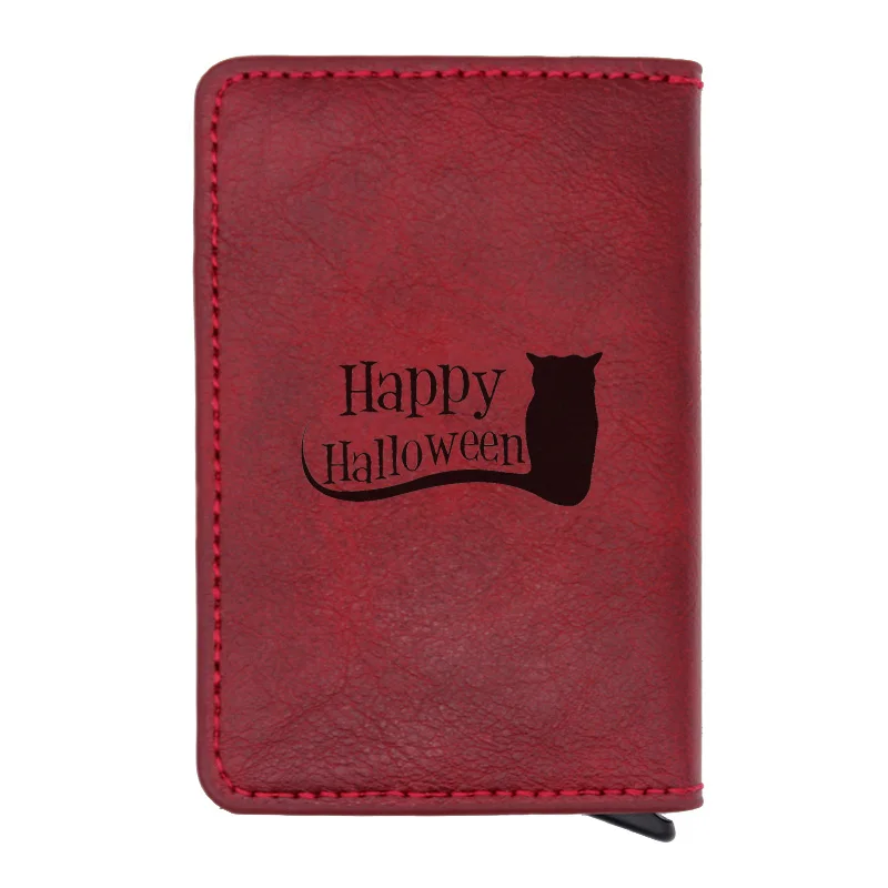 Новое поступление, модный кошелек Happy Hallowen Black Cat Rfid, Классический Мужской Женский кошелек для кредитных карт, красные кожаные кошельки, короткий кошелек