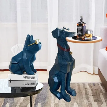 

Free ship Nordic Light Luxury Table Floor Decoration Doberman Dog Living Room TV Cabinet Sofa Corner Home Decor Geometric Animal
