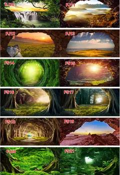 

Free Shipping HD Scenery Hole Personal Customized Waterproof Aquarium Background Poster Fish Tank Decoration Landscape With Glue