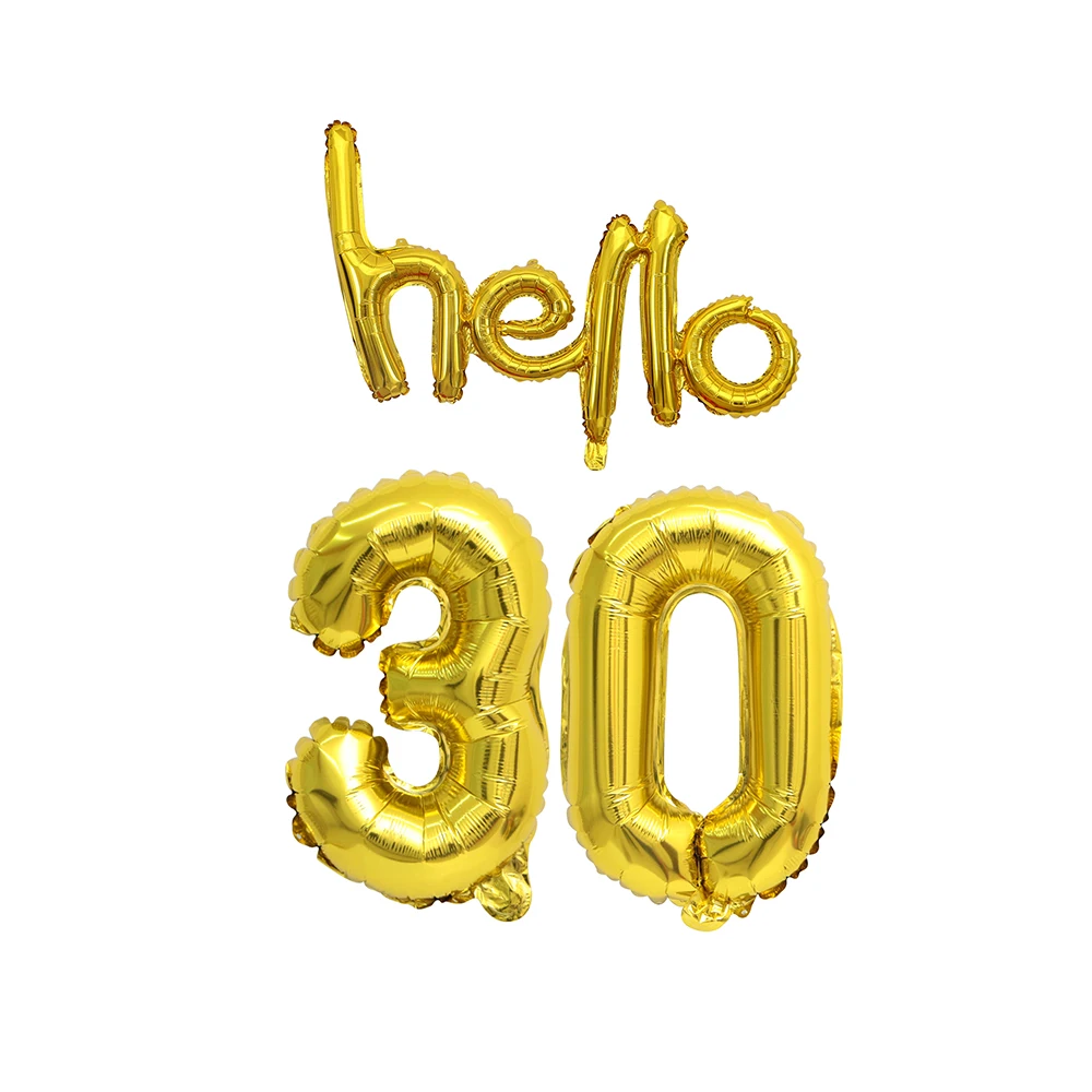 Розовое золото Hello 30 Детские шары для душа 10/13/15/21/25th 30th День Рождения Декор 21 30 количество шары надувные воздушные шары - Цвет: gold hello 30