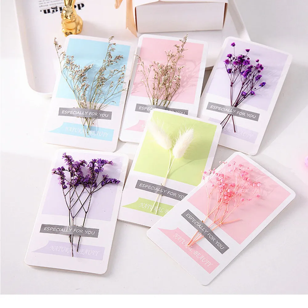 

6/10pcs Dried Flowers Greeting Card Invitation Letter Blank Small Card DIY Thanksgiving Mothers Day Birthday Card