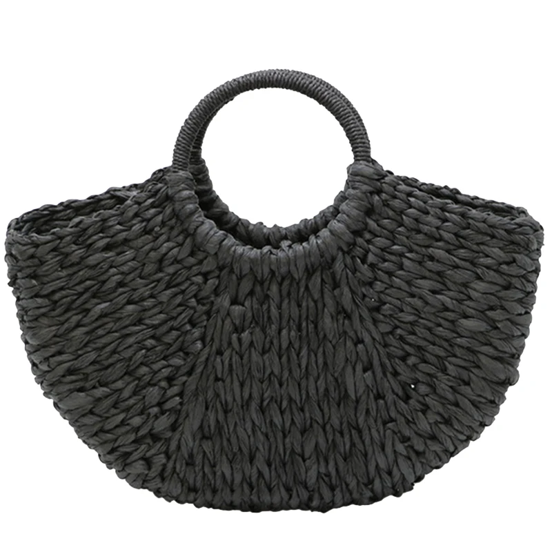 black straw tote bag