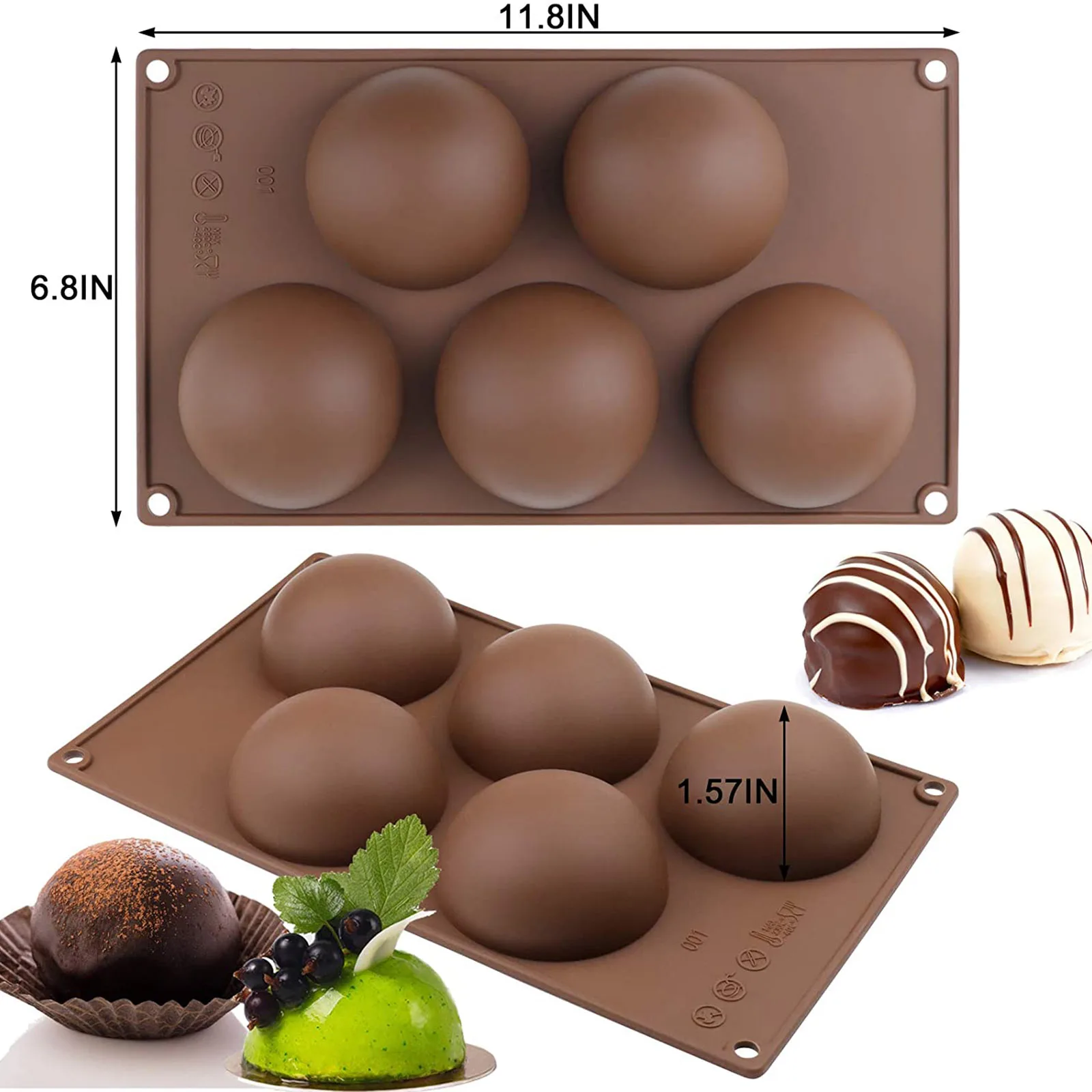 

New Extra Large 5-cavity Semi Sphere Silicone Mold Baking Mold For Making Chocolate Cake Jelly Dome Mousse