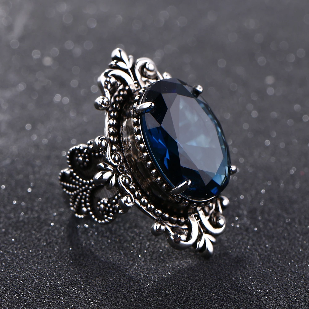 GENUINEGEM, роскошные кольца с большим павлином, кольца с голубым сапфиром для женщин и мужчин, Ретро стиль, Настоящее серебро, 925, ювелирное изделие, кольца на годовщину, вечерние, подарки