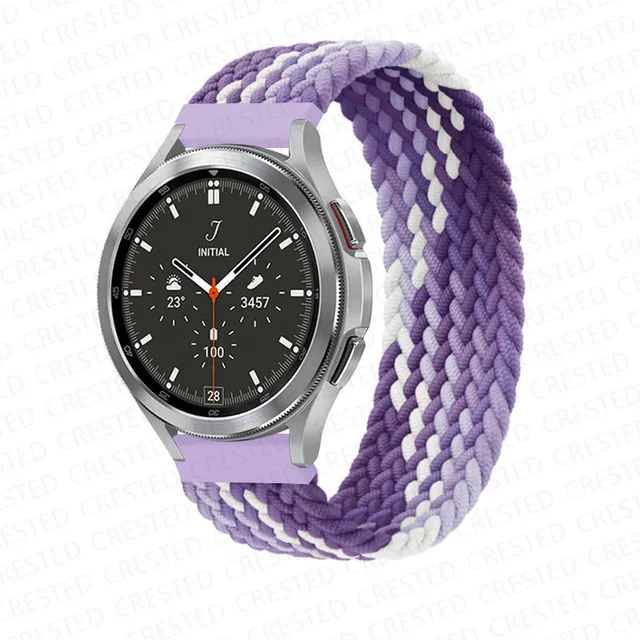 Braided Solo Loop band for Samsung Galaxy watch 4/classic/Active 2 Watchband 20mm 22mm Bracelet correa Amazfit GTS 2 mini strap Grape purple