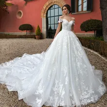 On Zhu Ball Gown Wedding Dress 2021 Beaded Sweetheart Cap Sleeve Princess Appliques Lace Up Bride Robe De Mariage Royale