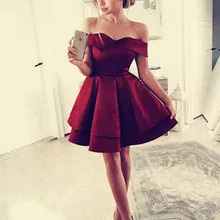 А-силуэт/принцесса оборки атласные с открытыми плечами без рукавов Короткие/Мини-платья