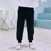 BB/Новые Стильные повседневные штаны в Корейском стиле для мальчиков детские брюки из чистого хлопка с вышивкой спортивные штаны в университетском стиле