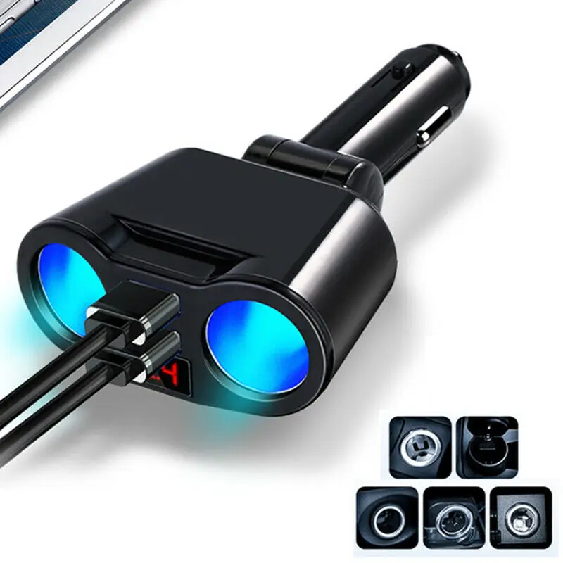 USB Автомобильное зарядное устройство 3.1A розетка для автомобильного прикуривателя Разветвитель штекер светодиодный адаптер для автомобильного зарядного устройства 120 Вт Обнаружение для телефона MP3 DVR