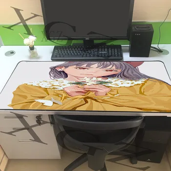 

XGZ Anime Yellow Girl 900x400MM / 700x300MM Large Gaming Keyboard Mouse Pad Computer Game Tablet with Edge Lock XXL