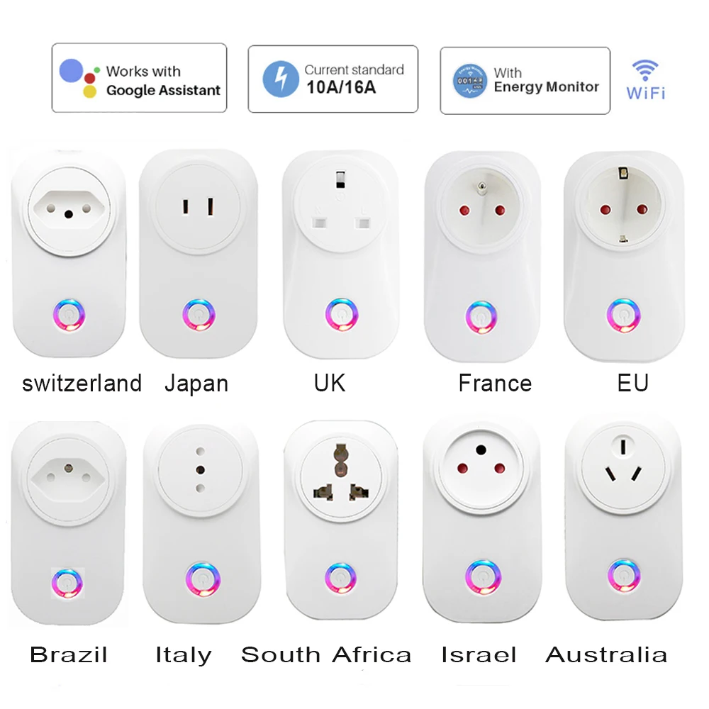 WI-FI умная розетка Smart Plug Tuya стандарта ЕС США Великобритании покрытия AU BR FR JP