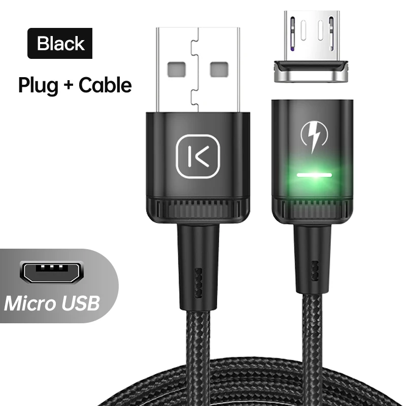 KUULAA LED Magnetic USB Cable 3A Fast Charging Type C Cable Magnet Charger Micro USB Cable Mobile Phone for iPhone 13 12 11 Cord charger type for android Cables