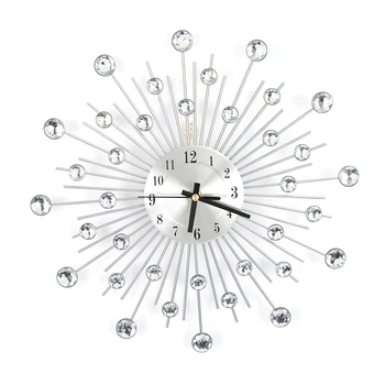 

Free Shipping New Fashion Luxury Diamond-studded Metal Wall Clock Living Room Bedroom Decor Decorative Wall Clock