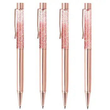 

4PCS Ballpoint Pens Bejewelled Ballpoint Pen Dynamic Liquid Quicksand Pen Rose M2EC