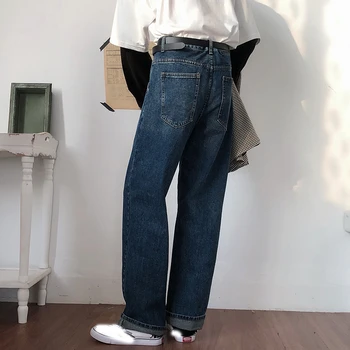 

EWQ / can ship men's wear Trend casual denim Wide Leg Pants for male Loose Directly loose vintage Jeans for Men And Women 9Y853