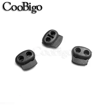 

1000Pcs/Pack Plastic Black Mini Stopper Cord Lock Bean Toggle 2 Hole For Apparel Shoelace Bag Parts Accessories