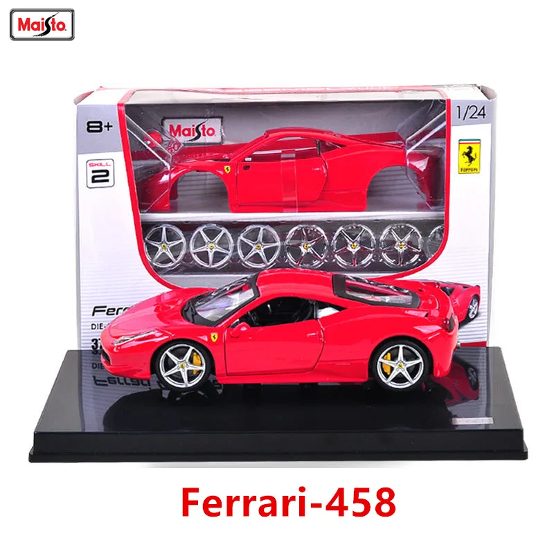 Maisto 1:24 Ferrari-458 8 styles Ferrari assembled alloy car model assembled DIY toy tool boy toy gift collection