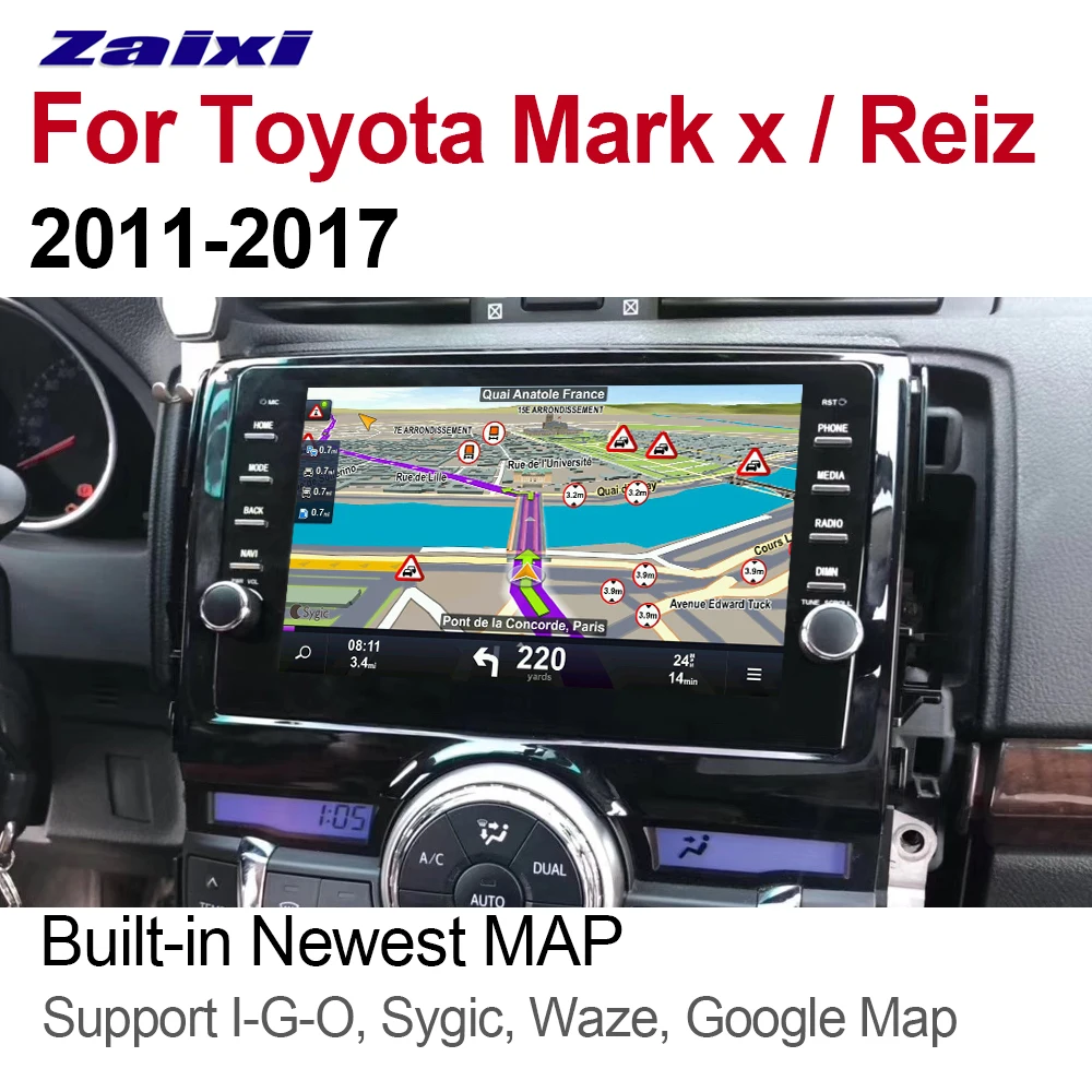 Автомобильный мультимедийный плеер ZaiXi Android GPS аудио радио стерео для Toyota Reiz Mark X