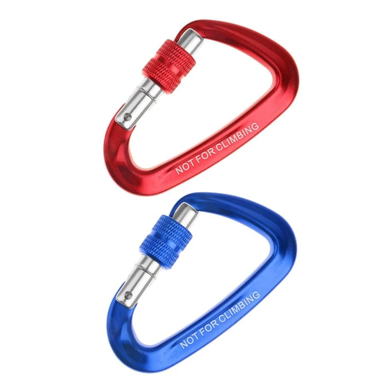 

2 Pcs 12KN Screw Carabiner Aluminum Alloy D-Shape Hook Loop Lock for Mountaineering Climbing Hammock Bag One Size, Red & Blue