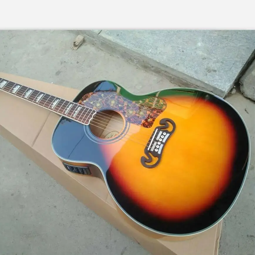 Акустическая гитара sunburst j200 акустическая с твердой еловой поверхностью 43 дюйма