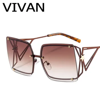 

Q58108 Oversized Sunglasses Women Brand Design Luxury Alloy Frame Gradient Gray Men Sun Glasses Lady Glasses UV400