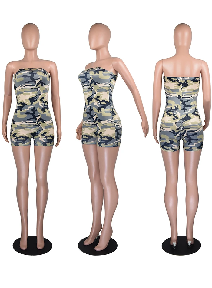 Women jumpsuit Wantmove summer sexy camouflage wrapped chest shorts slim new casual jumpsuit WM896