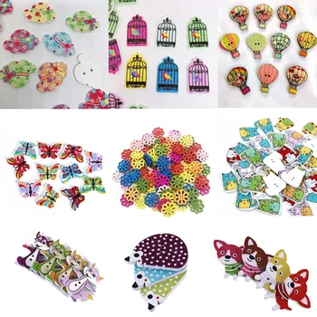 

Creative 50Pcs Cartoon series Fancy Bulk Mixed Wooden Button Sewing Accessories Decorative Buttons Embellishments Craft DIY