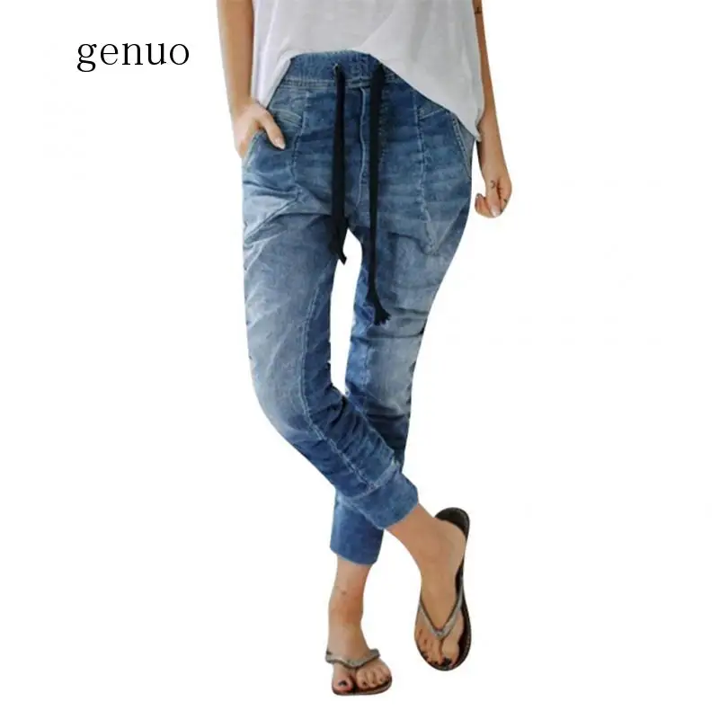 Jeans Woman Vintage Jeans Pantalon Jean Femme Women Summer Plus Loose Denim Casual Drawstring Plus Cropped Pants Jeans Woman Vintage Jeans Pantalon Jean Femme Women Summer Plus Loose Denim Casual Drawstring Plus Cropped Pants