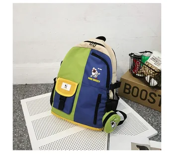 

Contrast Color Bag Female Fashion Popular Backpack Oxford Cloth Large Capacity Bag Wild Color Collision Backpack Rucksack