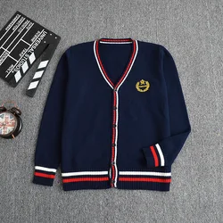 Japanese class service uniform set knit sweater college Yinglan Feng JK uniform embroidery V-neck men and women long-sleeved