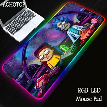 

Anime Morty RGB Large Gaming Mouse Pad Gamer Xxl Computer Mousepad Led Keyboard Desk PC with Backlit mousemat