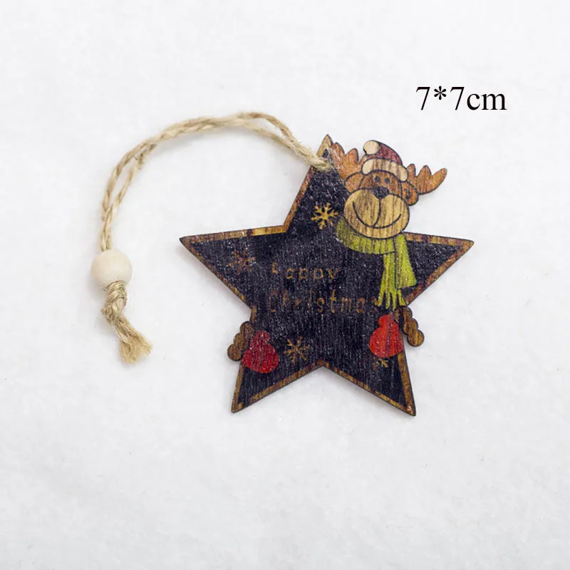 2PD-62887-3 1 снежинки, олень, Санта-Клаус, Рождественская елка, подвеска из натурального дерева, подвесное украшение, рождественские новогодние вечерние украшения, 62888 - Цвет: 2PD-62887-3
