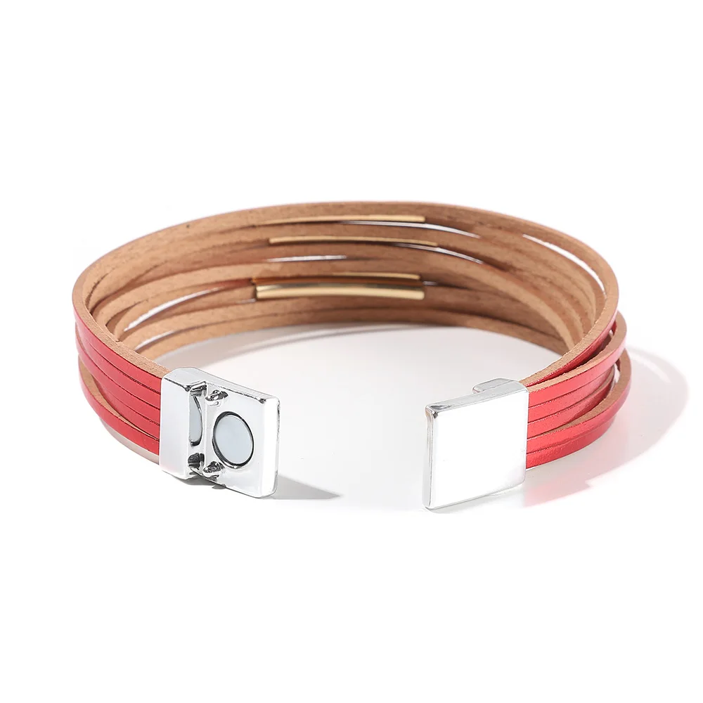 WYBU Four Styles Charm Bracelet for Women Teen Girl Multilayer Wide Leather Wrap Bracelet Jewelry Gift Idea Wristbands Jewelry for leather bracelet charm bracelet