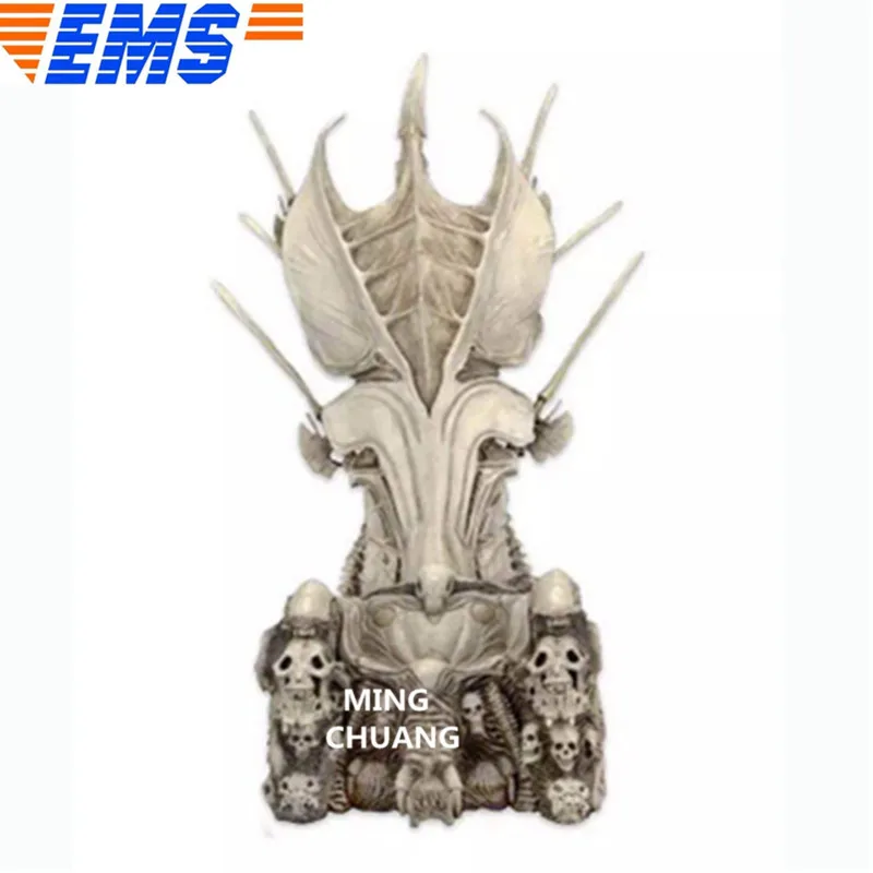 

14" Statue The Predator Iron Throne Bust Skull AVP Queen's Throne Art Craft Resin Action Collectible Model Toy BOX 35CM Z2399