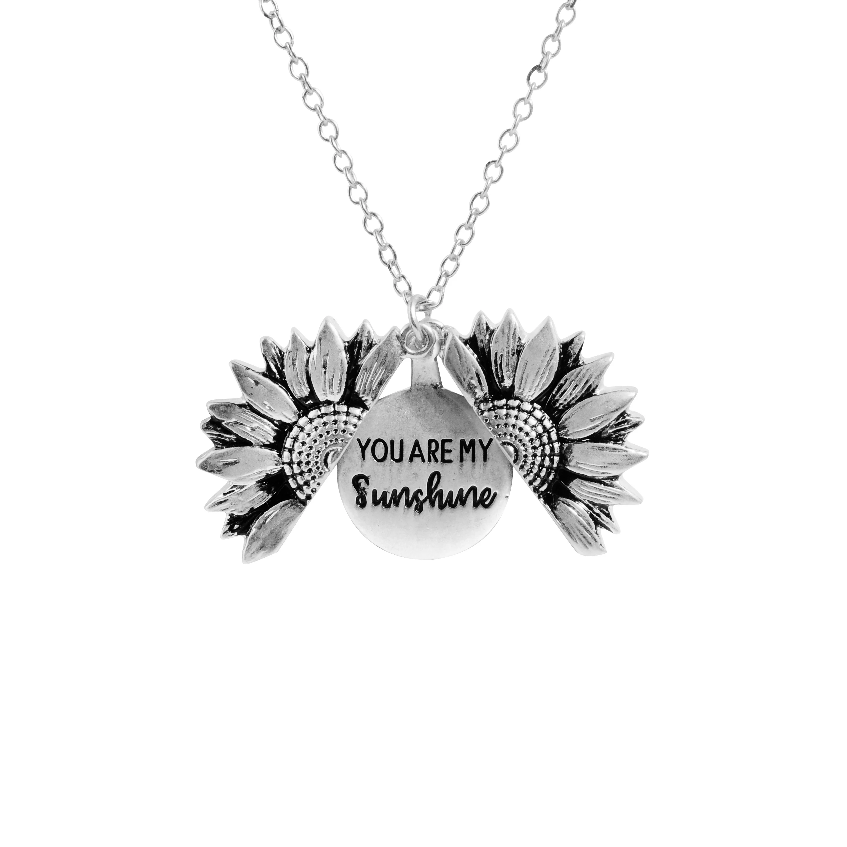 Новое женское золотое ожерелье на заказ You are my sunshine открытый медальон подсолнечник, подвеска, ожерелье