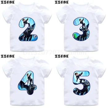 

Kids How To Train Your Dragon Toothless Cartoon T shirt Boys Girls Birthday Number 1-9 Print T-shirt Baby Funny Clothes
