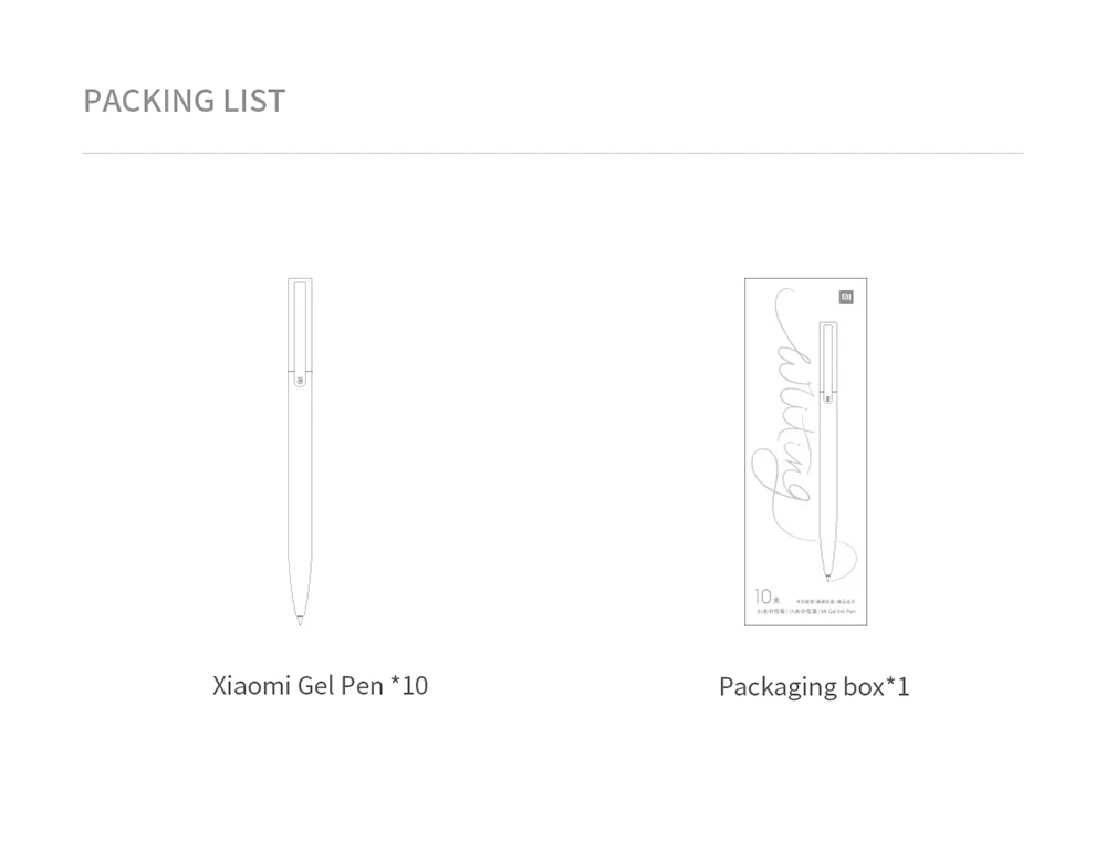 Original Xiaomi Mijia 10Pcs Gel Pens 0.5mm bullet pen White PREMEC Smooth Switzerland Refill MiKuni Japan Ink black Ink (29)