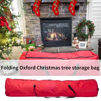 

Portable Foldable Christmas Tree Storage Bag Red Moisture Proof With Handles Zipper Closure Protective Dustproof Anti Insect