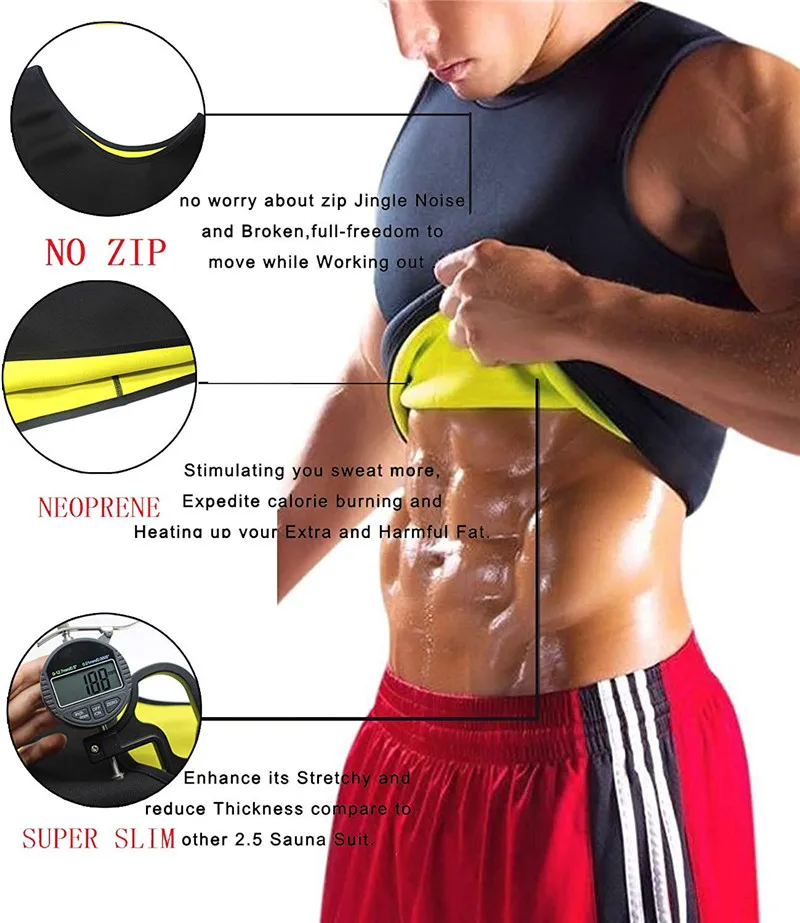 SEXYWG Men Yoga Shirt Tank Top Running Vest Fat Compression Slimming Underwear Waist Trainer Neoprene Sauna T-Shirt Body Shapers