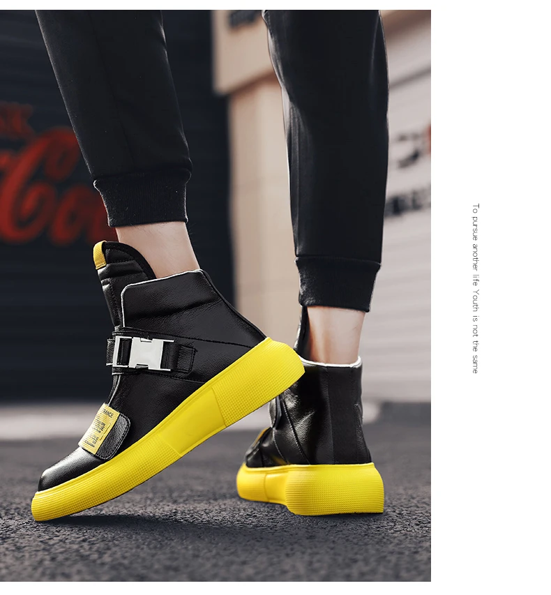 Кожаная обувь с высоким берцем; уличная танцевальная Мужская обувь в стиле хип-хоп в Корейском стиле; повседневная мужская обувь; chaussure homme; спортивная обувь из натуральной кожи для мужчин