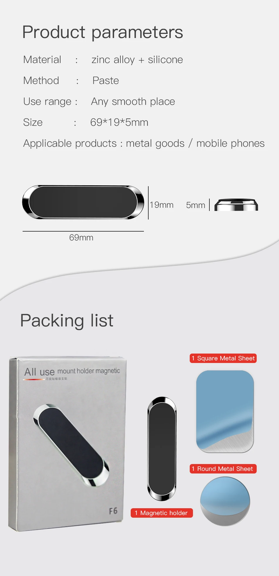 !ACCEZZ 1 Set Car Phone Holder Magnetic For iphone X Samsung Huawei Xiaomi Metal Magnet Mobile Phone Car Mount Stand GPS Bracket (14)