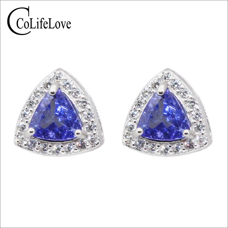 100% Naturale Vvs Tanzanite Orecchini Della Vite Prigioniera 5 Millimetri * 5 Mm Trilioni Cut Tanzanite Orecchino Per La Cerimonia Nuziale 925 In Arge