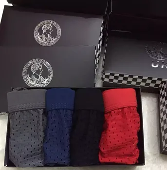 

UK MEN'S Underwear Hollow out Bamboo Pulp Fiber Modal Fabric Comfortable Cool Feeling Boxer Knicker Gift Box 4 Article