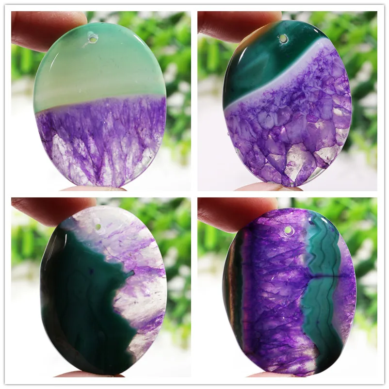 Natural Crystal Stone Green Purple Heart Shape Charms Accessories Beads For Necklace DIY Jewelry Making Pendants | Украшения и