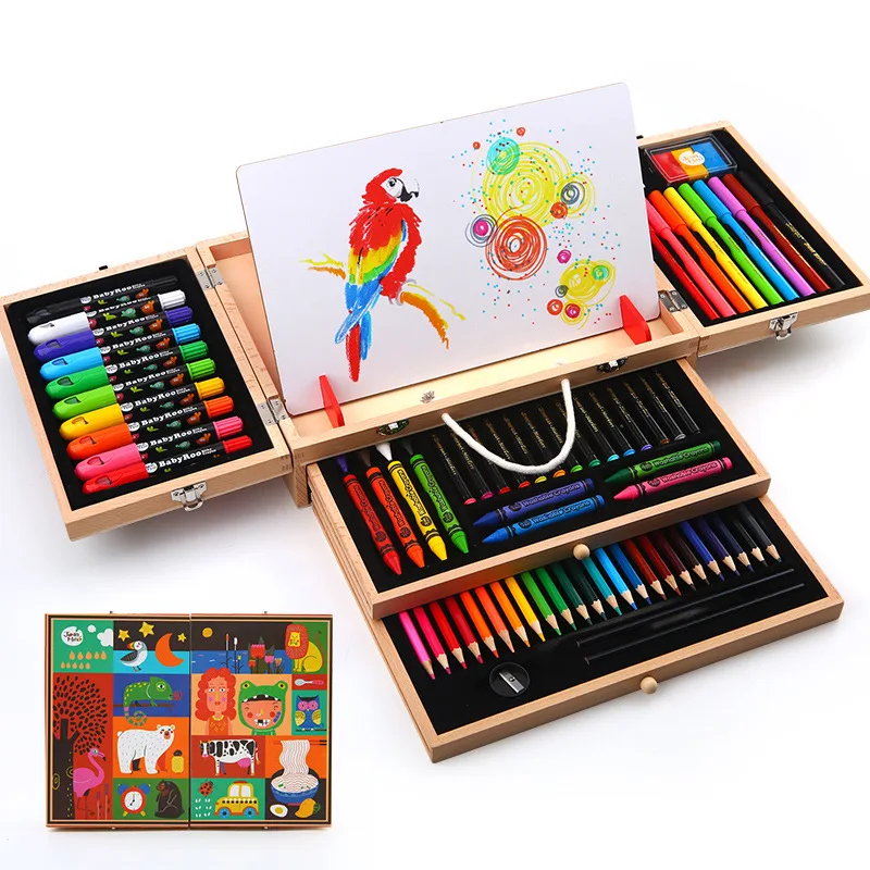 

Merlot Child Drawing Kit Painting Tool Watercolor Pen Fine Art Learning Supplies Wood Scriptum Gift
