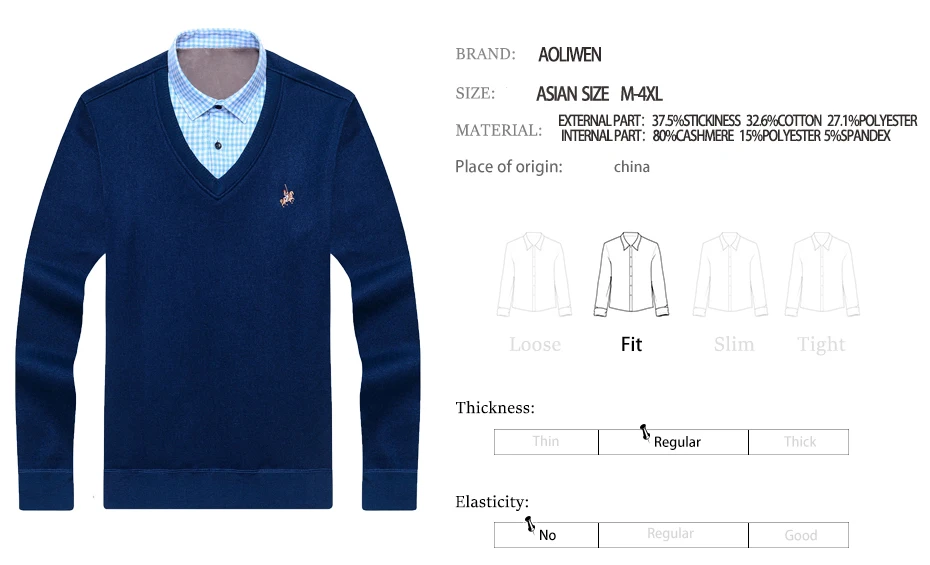Aoliwen мужской свитер рубашка colar сочетание плюс бархат утолщение зима сохраняет тепло мужская одежда флисовая подкладка мягкие зимние рубашки